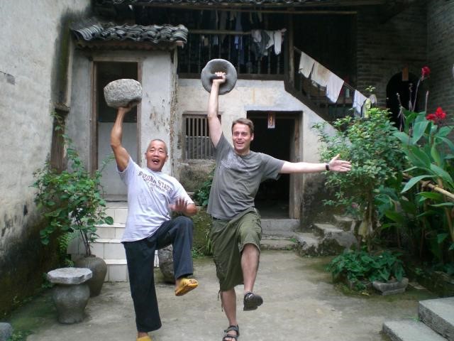 A farmer near Guilin showing me his morning sports.