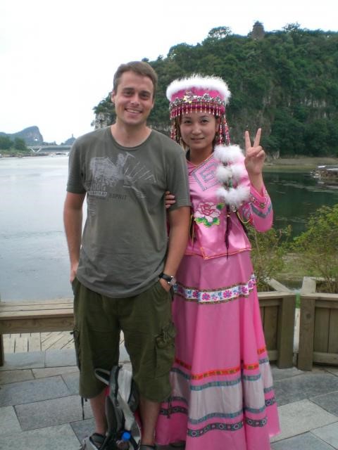 Typical dress of a minority group near Guilin.