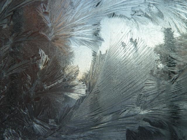 That's the view from my kitchen window! In Germany we call that "ice flowers". However, they are almost extinct there.
