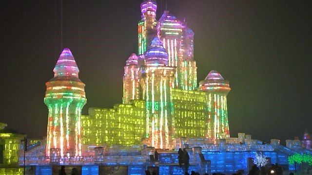 One of the ice castles in ice world in Harbin.