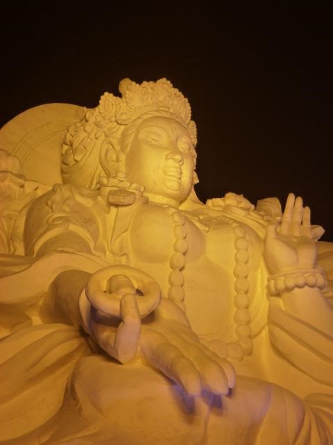 One of the snow sculptures in Harbin (about 10 m high).